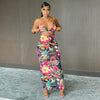 Print Maxi Dress Bandage Floral Women Sexy Bra Camis Backless Midnight Sleeveless Clubwear Party Female платье Outfits