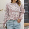 Print Winter Knitted Sweater Women Casual Loose Pullover Elegant Long Sleeve Knitwear Female Basic O-neck Warm Jumper