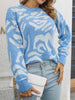 Print Winter Knitted Sweater Women Casual Loose Pullover Elegant Long Sleeve Knitwear Female Basic O-neck Warm Jumper