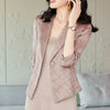 Printed Blazer Women Summer Thin Professional Temperament Half Sleeve Slim Jacket Office Ladies Work Coat