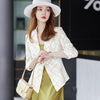 Printed Blazer Women Summer Thin Professional Temperament Half Sleeve Slim Jacket Office Ladies Work Coat