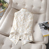 Printed Blazer Women Summer Thin Professional Temperament Half Sleeve Slim Jacket Office Ladies Work Coat