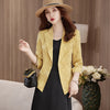Printed Blazer Women Summer Thin Professional Temperament Half Sleeve Slim Jacket Office Ladies Work Coat