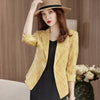 Printed Blazer Women Summer Thin Professional Temperament Half Sleeve Slim Jacket Office Ladies Work Coat