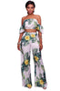 Printed Off Shoulder Two Piece Sexy Jumpsuit Summer Wide Leg Overalls Backless Boho Beach Elegant Rompers Womens Jumpsuit S-XL
