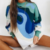 Printed Sweater Women Pullover Vintage Oversized Knitted Sweaters Ladies Casual Long Sleeve Jumpers Winter Loose O Neck Knitwear