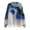 Printed Sweater Women Pullover Vintage Oversized Knitted Sweaters Ladies Casual Long Sleeve Jumpers Winter Loose O Neck Knitwear
