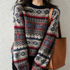 Printed Vintage Sweaters Women Winter Pullover Striped Jumpers Oversized Knitted Sweater Casual Loose Pullover Pull Femme