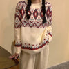 Printed Vintage Sweaters Women Winter Pullover Striped Jumpers Oversized Knitted Sweater Casual Loose Pullover Pull Femme