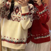 Printed Vintage Sweaters Women Winter Pullover Striped Jumpers Oversized Knitted Sweater Casual Loose Pullover Pull Femme