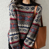 Printed Vintage Sweaters Women Winter Pullover Striped Jumpers Oversized Knitted Sweater Casual Loose Pullover Pull Femme