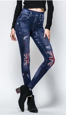 Printing Lmitation Jeans Pants Women 2022 Spring Summer Elastic Waist Denim Trousers Ladies Vintage Pencil Slim Skinny Jeans