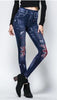 Printing Lmitation Jeans Pants Women 2022 Spring Summer Elastic Waist Denim Trousers Ladies Vintage Pencil Slim Skinny Jeans