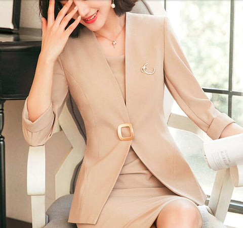 Professional blazer female 2022 new fashion temperament summer half sleeve slim jacket women office ladies plus size formal coat