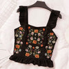 Prowow Heavy Work Flower Embroidery Slim Fit Camis Women Slash Neck Sleeveless Pullover Tank Tops Summer Holiday Clothes Femme