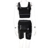 Pu Leather Patchwork Letter Print Tank Pants 2 Pieces Set Solid 2023 Spring Bodycon Streetwear Evening Party Y2K Wear
