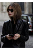 Pu Leather Turn-Down Collar Windproof Shoulder Pads Suit Tailored Jacket 2023 Black High Street Women Long-Sleeved Coat
