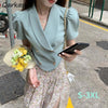 Puff Sleeve Blazers Women Double Breasted Slim Sexy Design Retro French Style Femme Summer Elegant Solid Cropped Chic Ins Simple