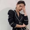 Puff Sleeve Long Blazer Women Pearl Mini Dresses Casual French Office Lady Wear 2023 Spring Women's Clothing