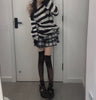 Punk Gothic Dark Aesthetic Striped Long Sweater Harajuku Women Pullovers Hollow Out Oversized Grunge Jumpers Emo Alt Clothes Y2k