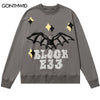 Punk Gothic Sweatshirt Hoodie Hip Hop Bat Letter Print Streetwear Hoodie 2023 Men Harajuku Casual Cotton Loose Sweatshirts Male