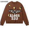 Punk Gothic Sweatshirt Hoodie Hip Hop Bat Letter Print Streetwear Hoodie 2023 Men Harajuku Casual Cotton Loose Sweatshirts Male