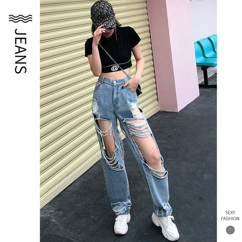 Punk Jeans Pants Hip Hop Women Clothing Denim Overalls Goth High Wais Streetwear Selling Jeans for Sex Pattern Y2k Trousers