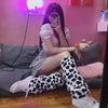 Punk Leopard Vintage Leg Warmer Women Harajuku Korean Gothic Sock Emo Y2K Aesthetic Alt Winter Baggy Knee Sleeve Leg