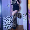 Punk Leopard Vintage Leg Warmer Women Harajuku Korean Gothic Sock Emo Y2K Aesthetic Alt Winter Baggy Knee Sleeve Leg