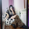 Punk Leopard Vintage Leg Warmer Women Harajuku Korean Gothic Sock Emo Y2K Aesthetic Alt Winter Baggy Knee Sleeve Leg
