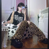 Punk Leopard Vintage Leg Warmer Women Harajuku Korean Gothic Sock Emo Y2K Aesthetic Alt Winter Baggy Knee Sleeve Leg