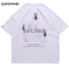 Punk Oversized Tshirt Streetwear Hip Hop Ghost Letter Print Gothic T-Shirt 2023 Men Summer Harajuku Casual Loose Tee Shirts Top