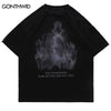 Punk Oversized Tshirt Streetwear Hip Hop Ghost Letter Print Gothic T-Shirt 2023 Men Summer Harajuku Casual Loose Tee Shirts Top