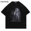 Punk Oversized Tshirt Streetwear Hip Hop Ghost Letter Print Gothic T-Shirt 2023 Men Summer Harajuku Casual Loose Tee Shirts Top