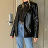 Punk Pu Leather Jacket Women Black Solid Colors Casual Commute Blazers Zipper Button Pocket Coat Female Winter Outerwear