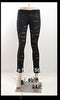 womens Gothic Stretchy Skinny Black Leggings ripped Steampunk S-XXL K099