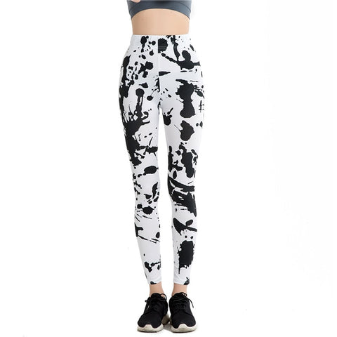 Punk Style Paint Push Up Leggings ink Splashing Rendering Print Women Geometric Legging Casual Fitness Pencil Pants WAIBO BEAR