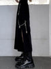 Punk Style Women Techwear Chain Cargo Skirts Emo Clothes Pockets High Slit Midi Skirt E Girl Harajuku Puff Sleeve Crop Top Sets
