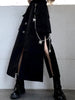 Punk Style Women Techwear Chain Cargo Skirts Emo Clothes Pockets High Slit Midi Skirt E Girl Harajuku Puff Sleeve Crop Top Sets