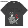 Punk T-Shirt Streetwear Men Skull Skeleton Print Streetwear Tshirt Hip Hop Gothic Rock Tee Shirts 2023 Harajuku Summer Shirts