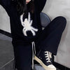 Punk Y2K Emo Gothic Loose Knitted Pullovers Harajuku Hip Hop Winter Autumn Grunge Retro Black Jumpers Japanese Lazy Sweaters 90s