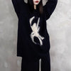 Punk Y2K Emo Gothic Loose Knitted Pullovers Harajuku Hip Hop Winter Autumn Grunge Retro Black Jumpers Japanese Lazy Sweaters 90s