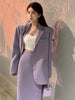 Purple Belt Long-sleeved Blazer Two Piece Set Women 2023 Spring Autumn High Waist Temperament Office Lady Chic Skirts Suit YQ257