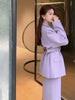 Purple Belt Long-sleeved Blazer Two Piece Set Women 2023 Spring Autumn High Waist Temperament Office Lady Chic Skirts Suit YQ257