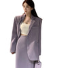 Purple Belt Long-sleeved Blazer Two Piece Set Women 2023 Spring Autumn High Waist Temperament Office Lady Chic Skirts Suit YQ257