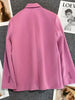 Purple Pink Blazer Women 2023 Autumn Double Breasted Casual Suit Coat Solid Color Long Sleeves Office Lady Blazers