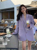 Purple Suit Jacket Women's 2023 Korean Version Oversize Design Casual Suit All Match Blazer Mujer Office Lady Coat