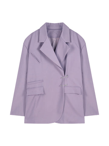 Purple Suit Jacket Women's 2023 Korean Version Oversize Design Casual Suit All Match Blazer Mujer Office Lady Coat