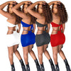 Q21y889 European and American women's clothing chest wrapped triangular scarf bandage hollowed out sexy short skirt two-piece se