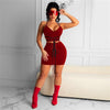 Q786 European and American summer women's sling V-neck  sleeveless sexy vest short skirt two piece